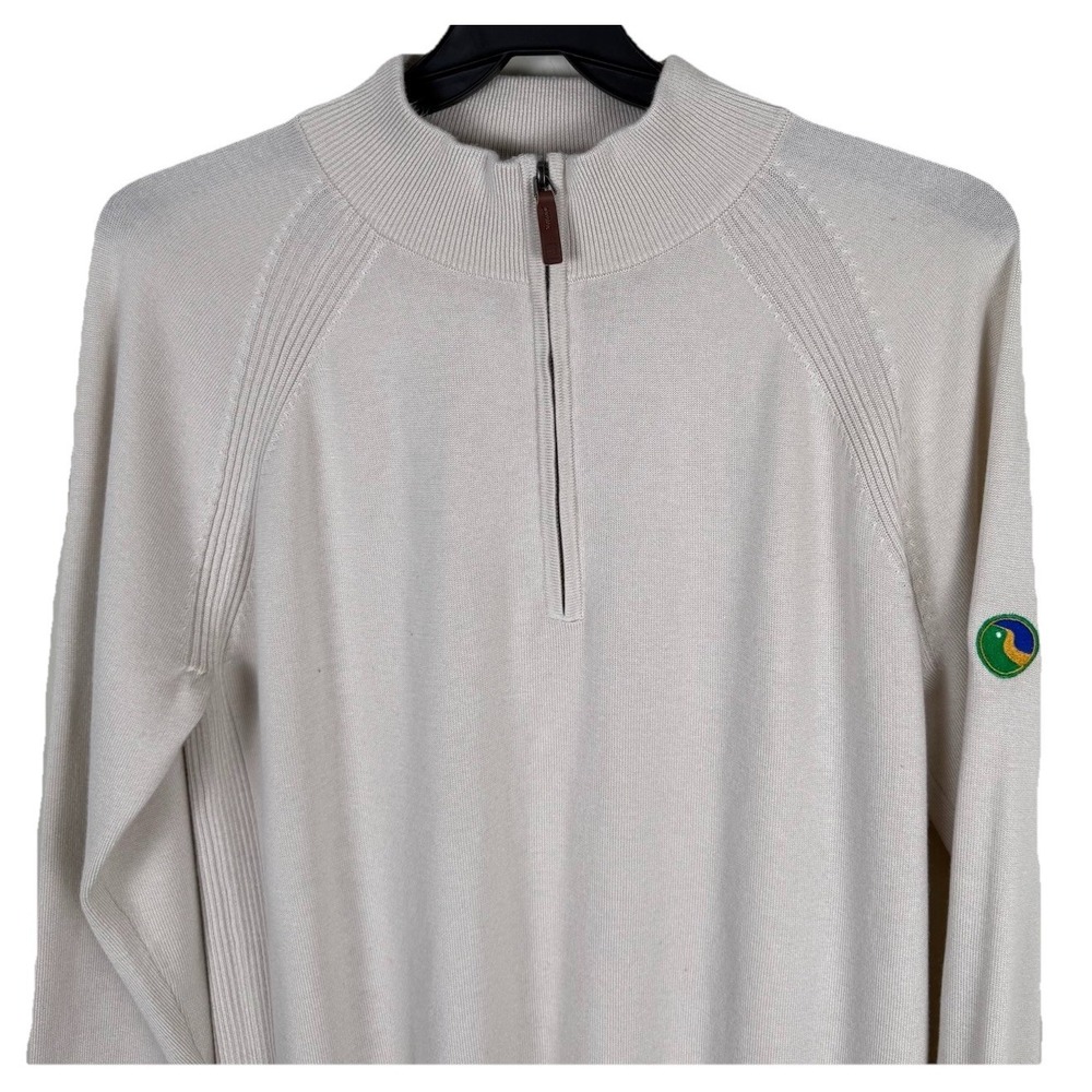 FootJoy Half-Zip Sweater‎ Mens Large Beige Acrylic Wool Blend Golf Pullover 1/2